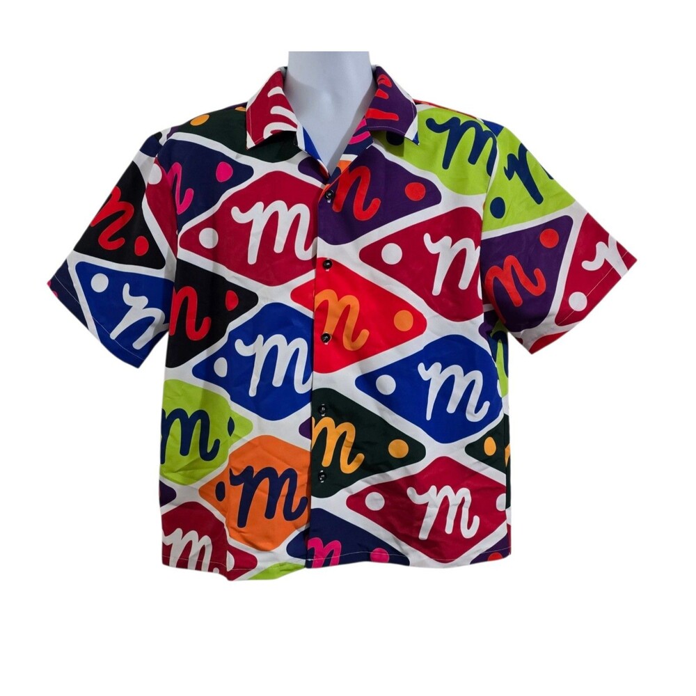 Mifland Casino Camp Shirt Mens Size Medium Button Up Graphic Print Short Sleeve